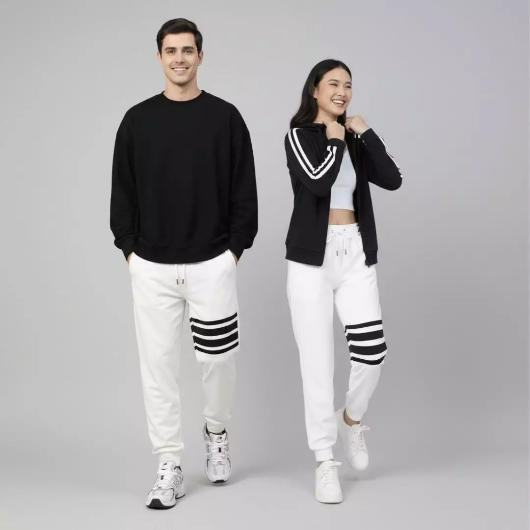 Celana Panjang - Stripe Jogger Sporty Pants Putih