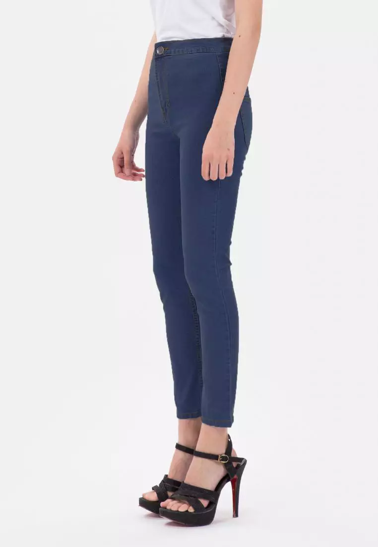 Skinny Jeans High Waist No Pocket in Navy