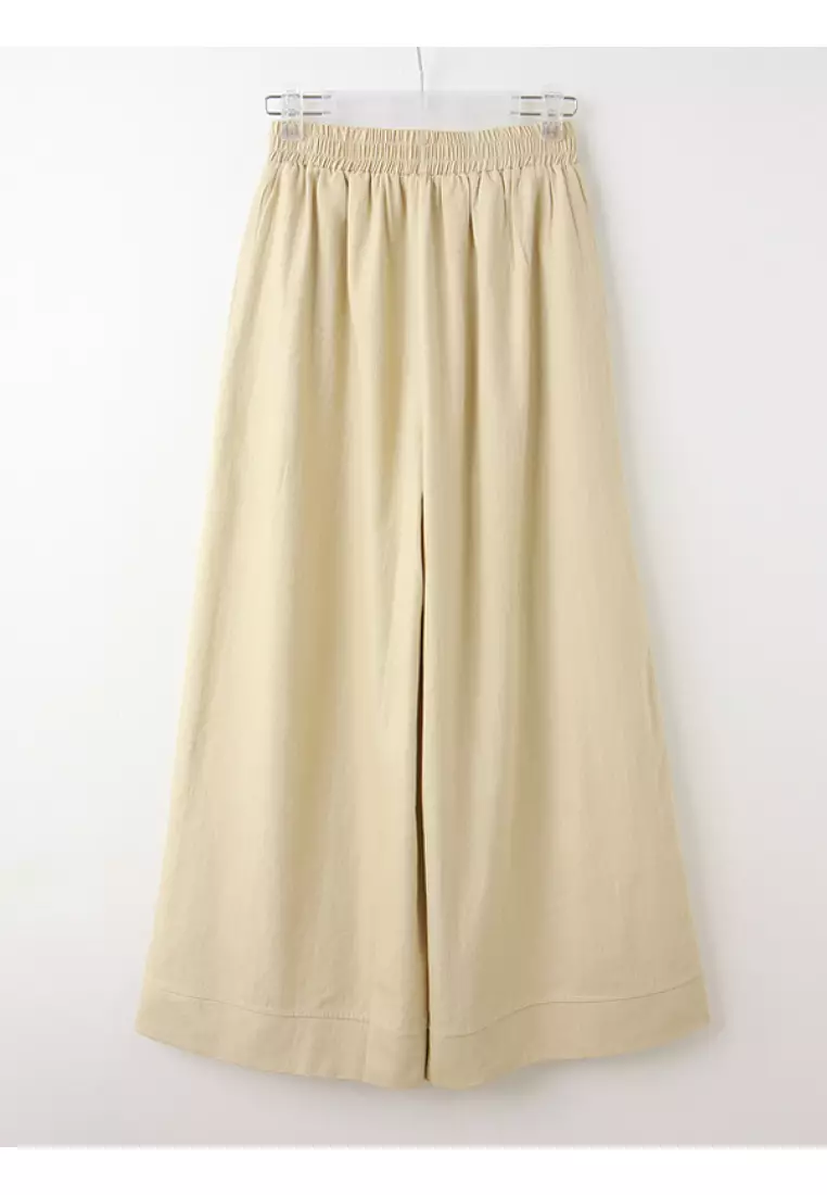 Plain Wide-Leg Elasticated Trousers [BA7879]