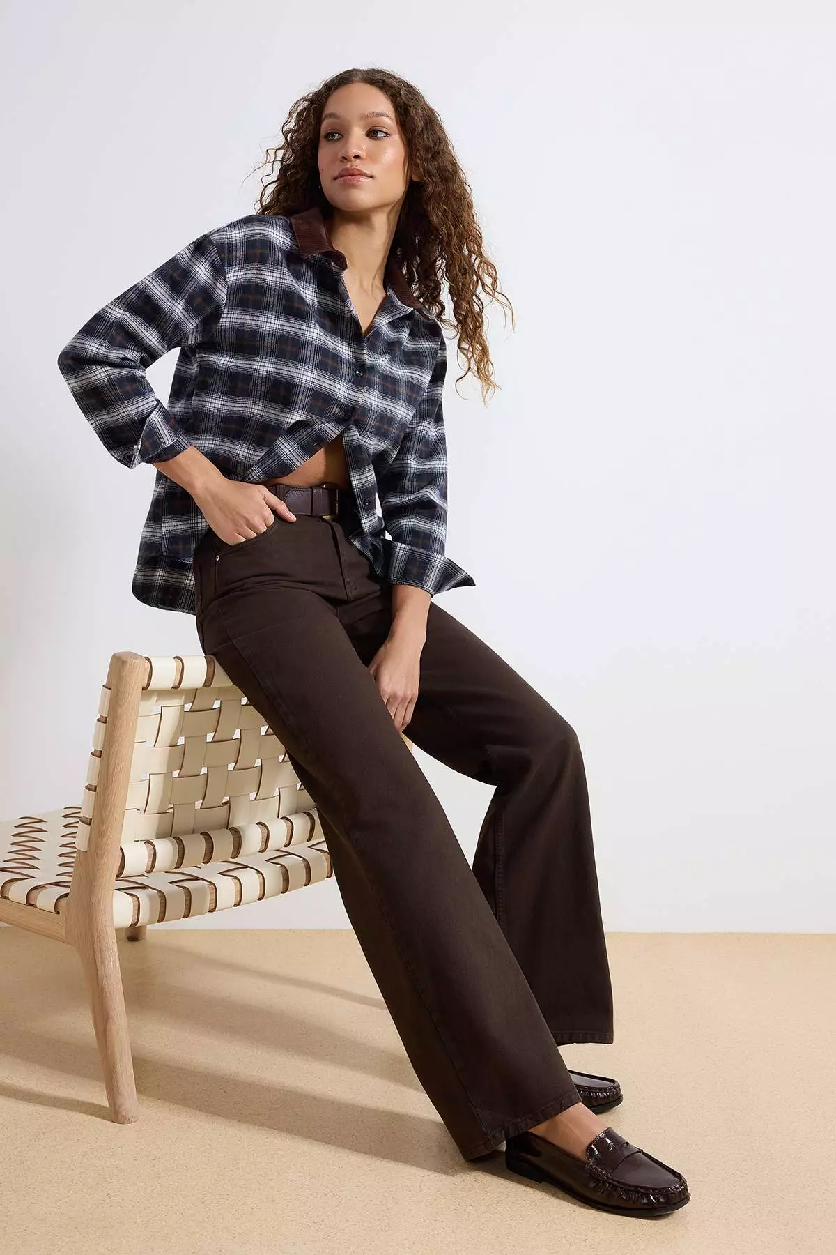Brown High Waist Wide Leg Jeans Twoaw24Je274