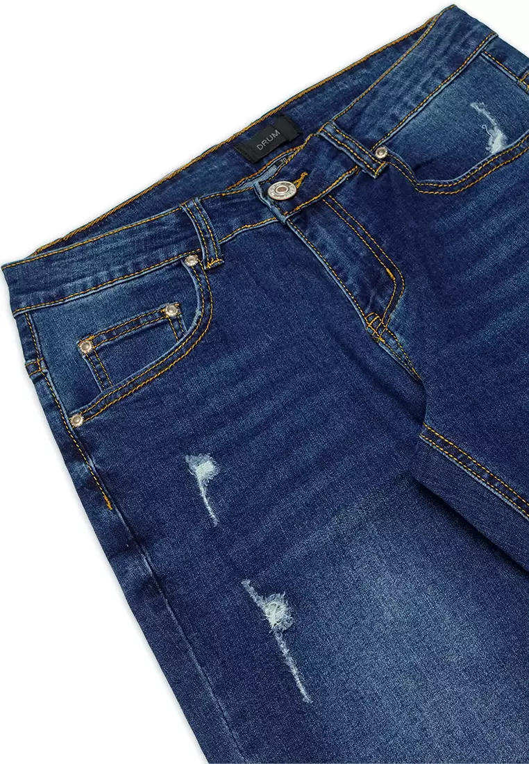 DRUM Ripped Details Denim Blue Jeans