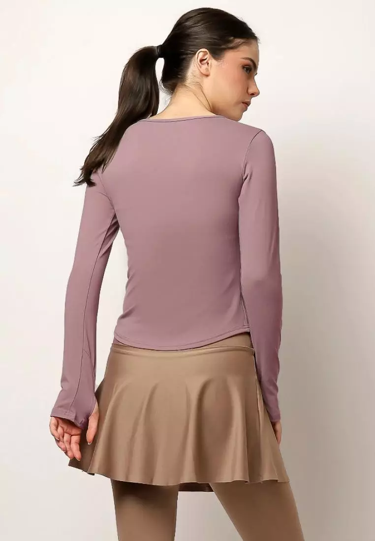 Fitwear - Kaos Olahraga Dryfit Wanita BELINDA V-NECK SLIMFIT L/S - DUSTY PURPLE