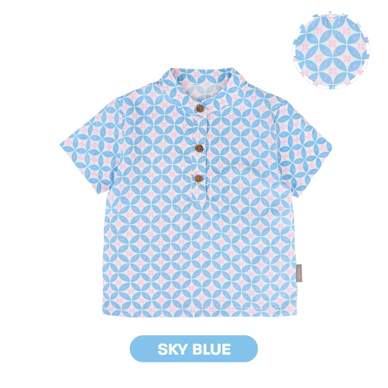 Mooi Atasan Batik Kemeja Anak Laki-Laki Kanaka Batik Shirt - Sky Blue