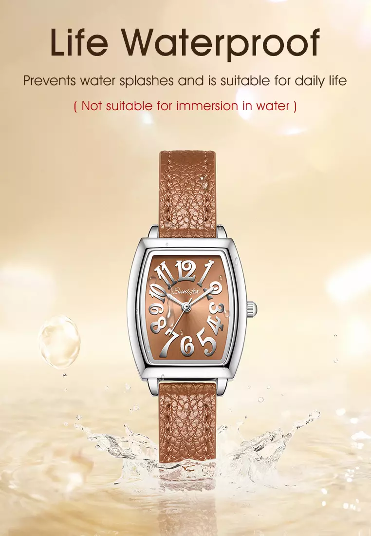 Jam Tangan Wanita Simple Original Korea Tali Kulit Anti Air Jam Tangan Cewek Brown