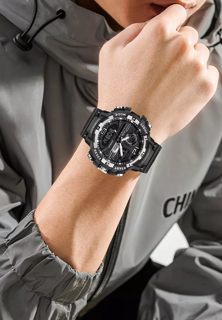 Jam Tangan Pria Digital&Analog Olahraga Pria Tahan Air Luminous Jam Tali Silikon