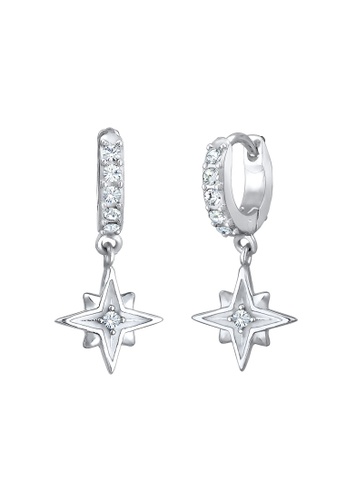 ELLI GERMANY silver Earrings Creole Crystals Astro Star C4A83ACCD27EF1GS_1