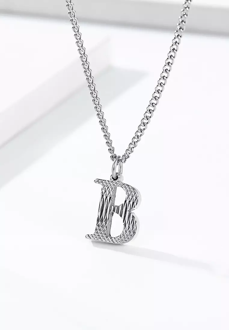 Unisex Design Titanium Steel Alphabet Pendant Necklace JW QF-DZ474