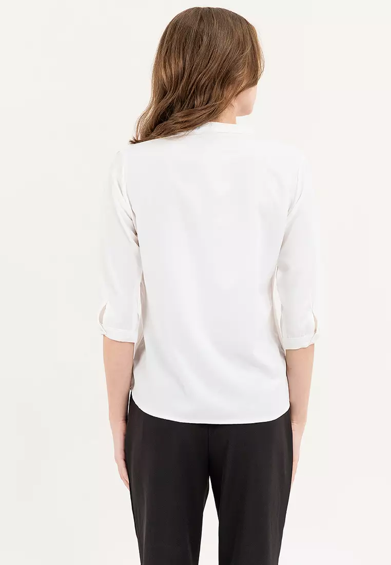Lauren Mandarin Collar 3/4 Sleeve Top