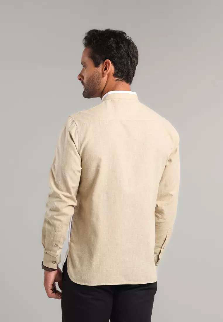 MOC Kemeja Koko Lengan Panjang Pria Nizam - Khaki