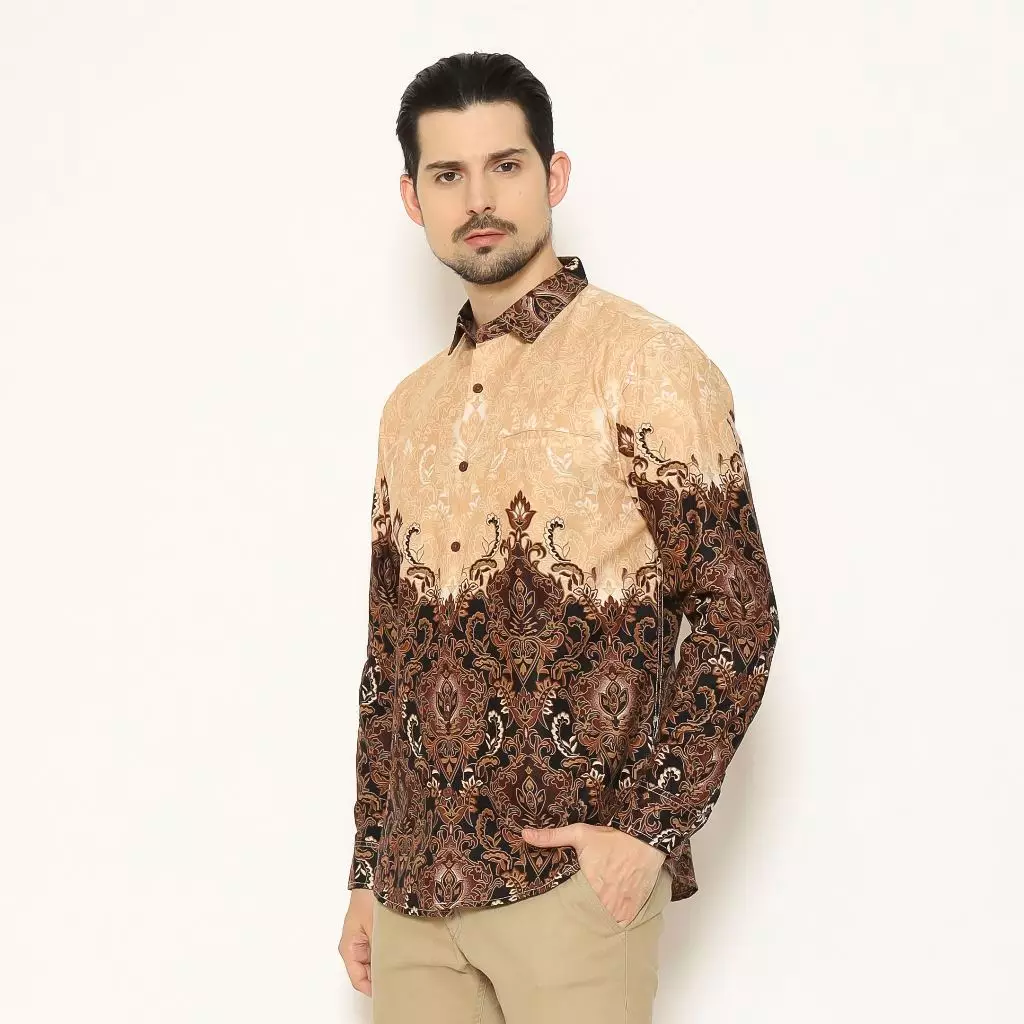 AMK Kemeja Batik Pria Lengan Panjang SHB Aru L/S Cream