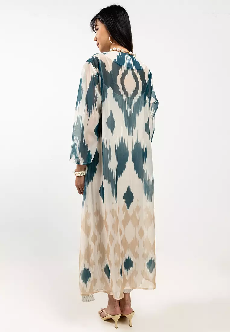 Abu Ikat Wave Cut Outer & Pleated Slip Dress