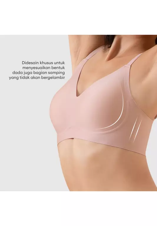 YouHave (You’ve) BH Bra Wanita Bahan Seamless Wireless Bra BH Tanpa Kawat Busa Sedang PushUp Bra 3 Kaitan Without Wire Laminated One Piece Menopang 100203