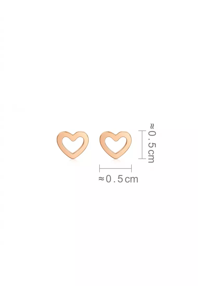 Delicate Gold 18K Rose Gold Pierced Heart Stud Earrings for Women 92794E