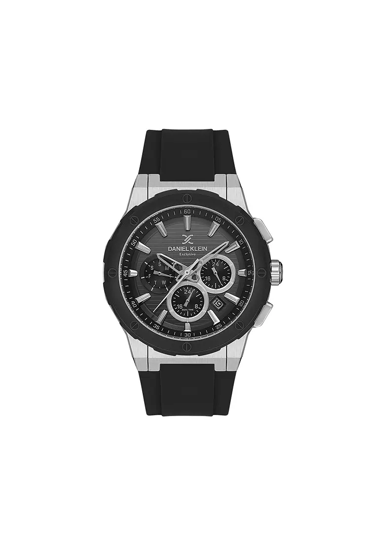 Daniel Klein Exclusive Men's Chronograph Watch Black Silicone DK - Main Image