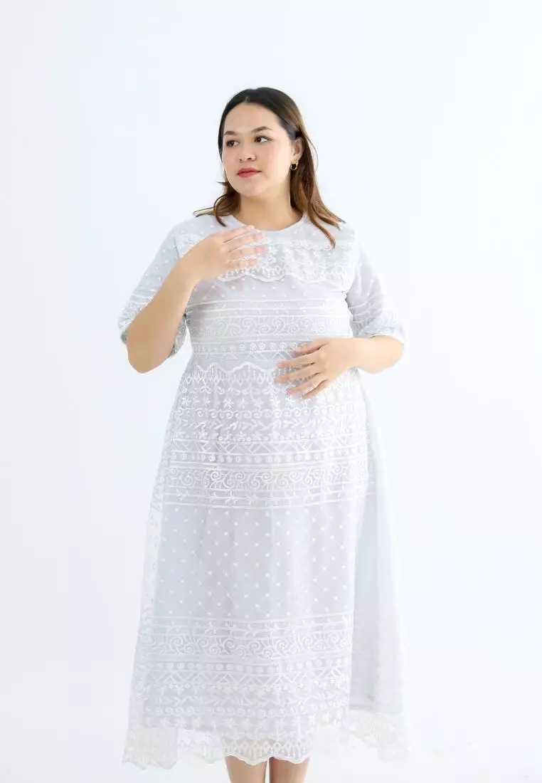 Plus Size Party Dress Scarlette Broken White