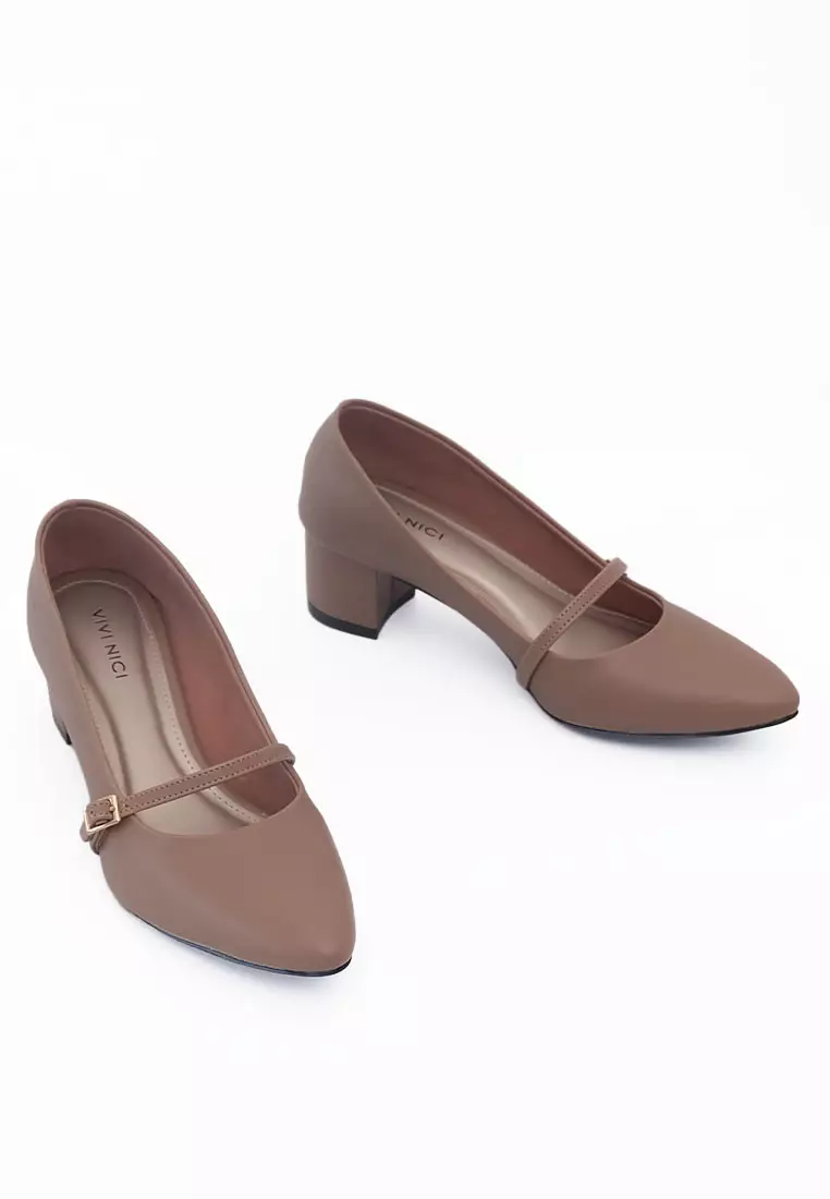 VIVI NICI - Bianca Sepatu Wanita Hak 5 Cm Milk Coffee