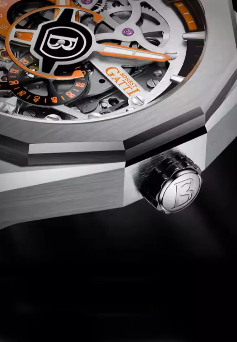 Automatic Unisex Stainless Steel Watch, Rubber Strap