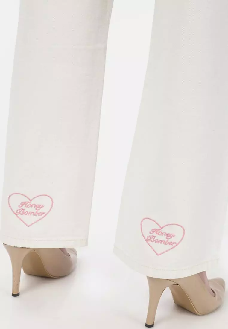 Heart Straigh Jeans in White