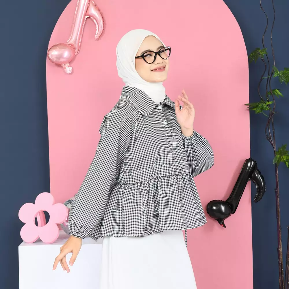 Cepti Blouse Tartan - Black M19868 R65S1