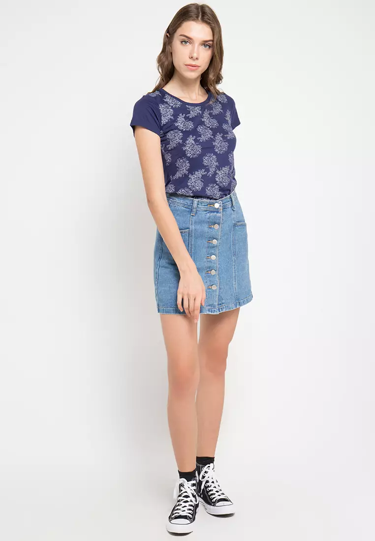 Print Flower Red short sleeve Tshirt