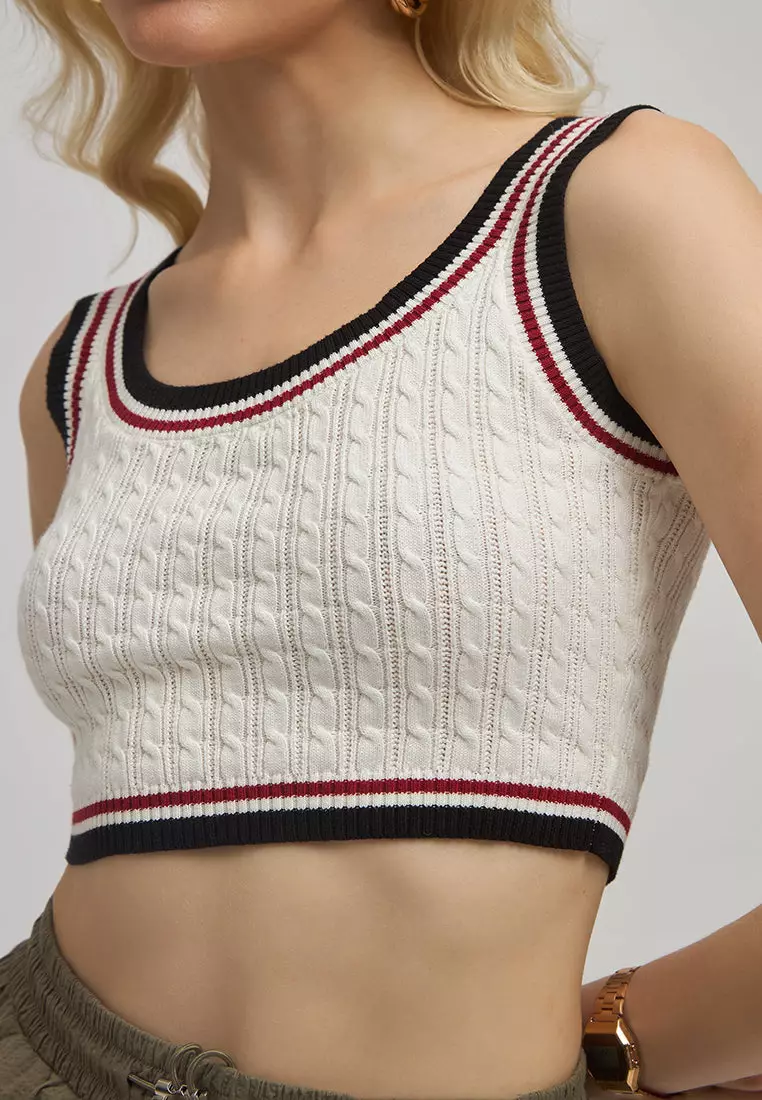 VIRGIO Cotton Fitted Scoop Neck Crop Top