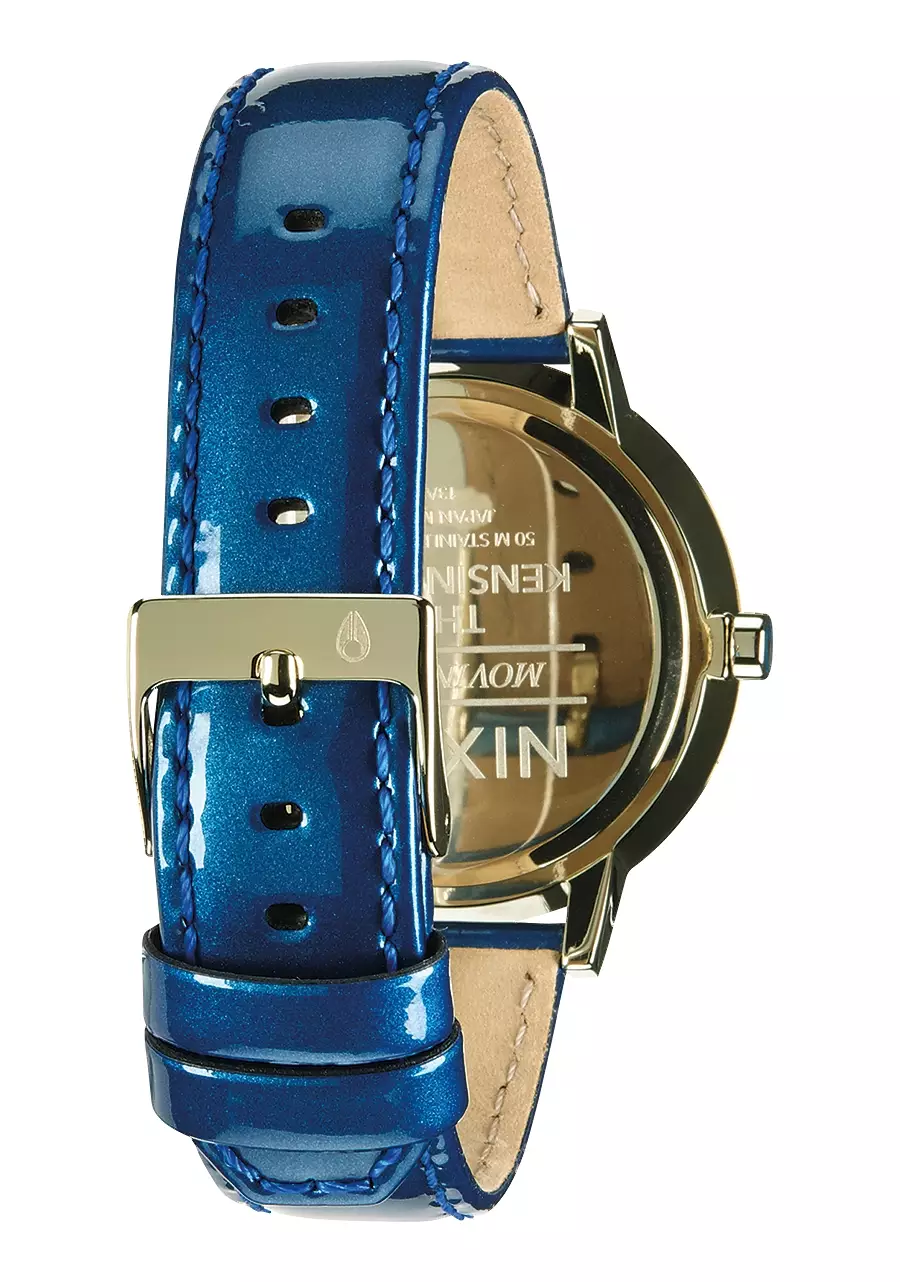 KENSINGTON LEATHER BLUE/CHAMPAGNE GOLD PATENT