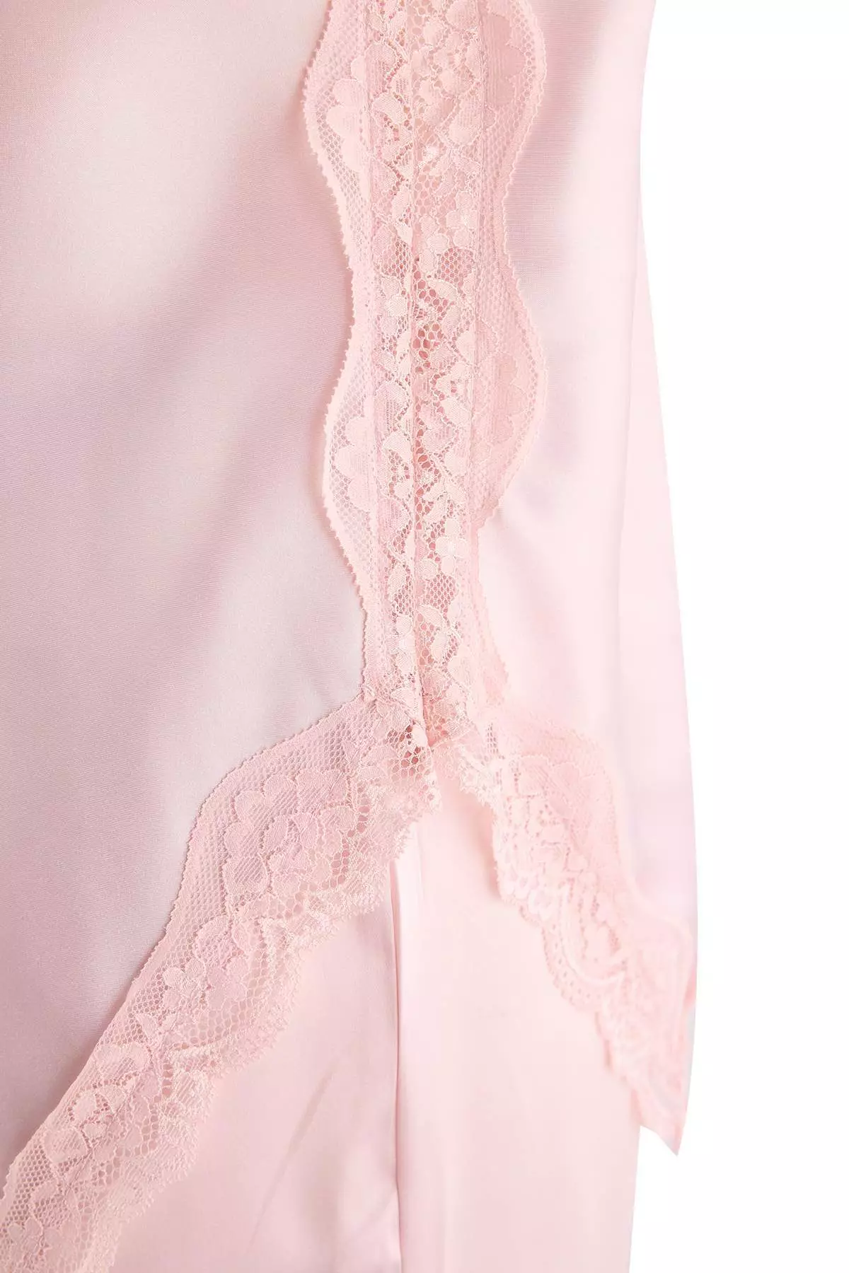 Powder Lace Detailed Satin Woven Pajama Set