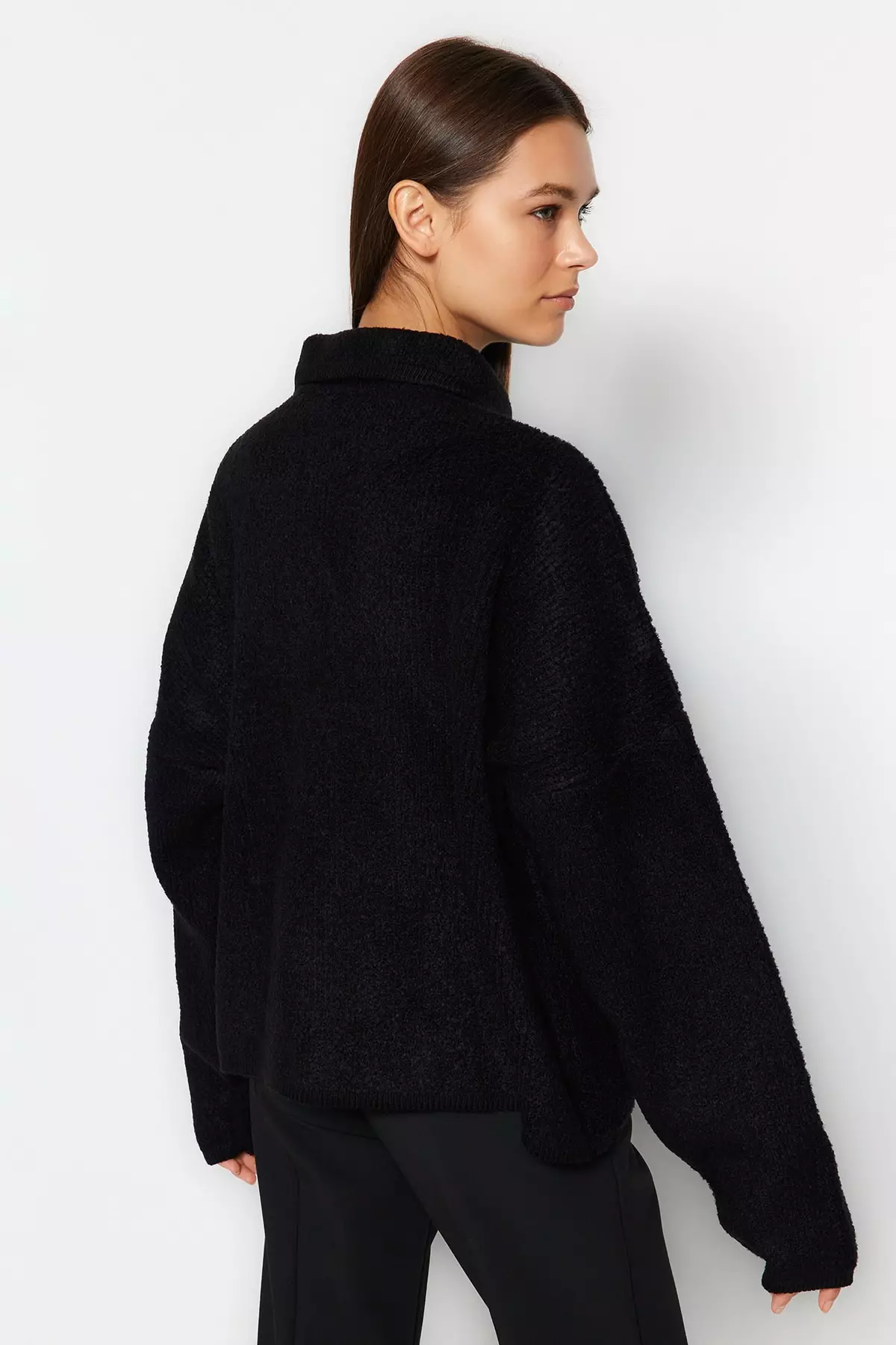 Bomber Jacket Looking Boucle Knit Cardigan