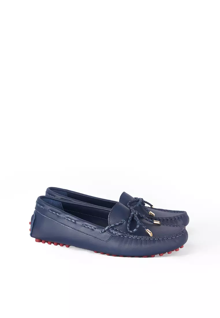 Sepatu Casual Wanita Loafer Moccasin Gino Mariani Elora Navy