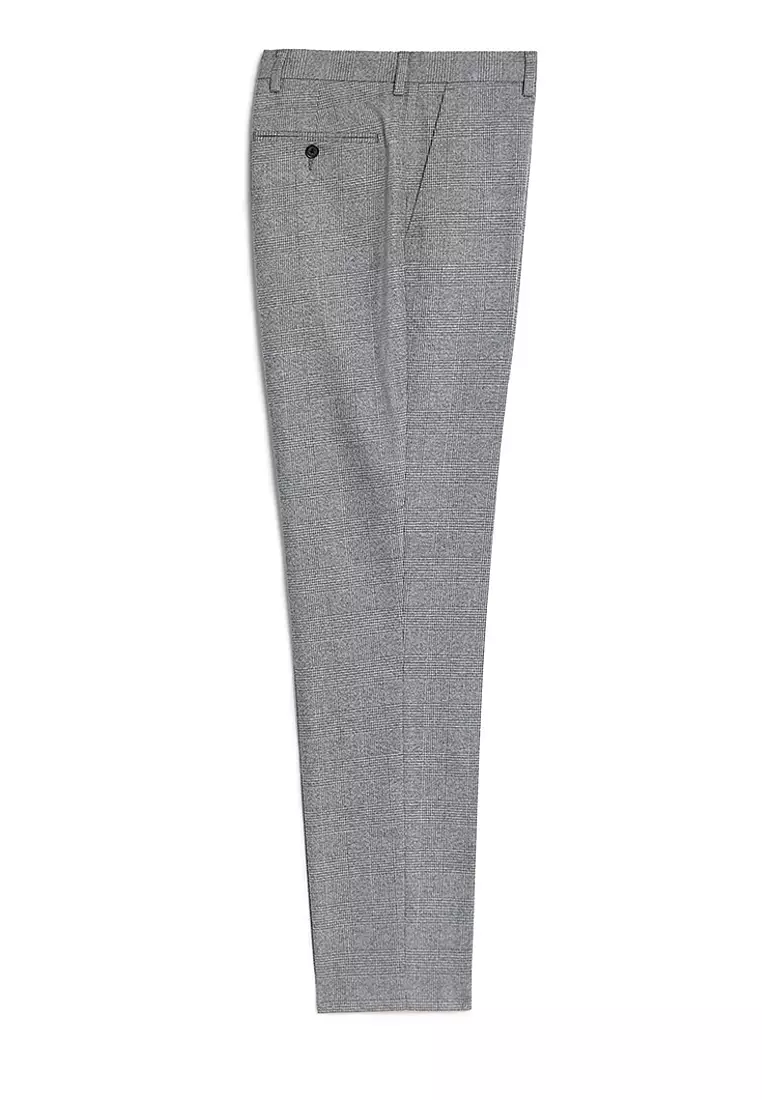 Tailored Fit Check Stretch Trousers