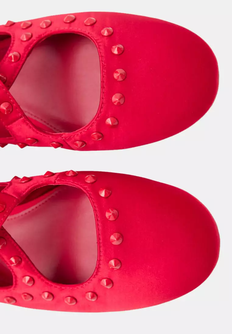 Satin Studded Flats