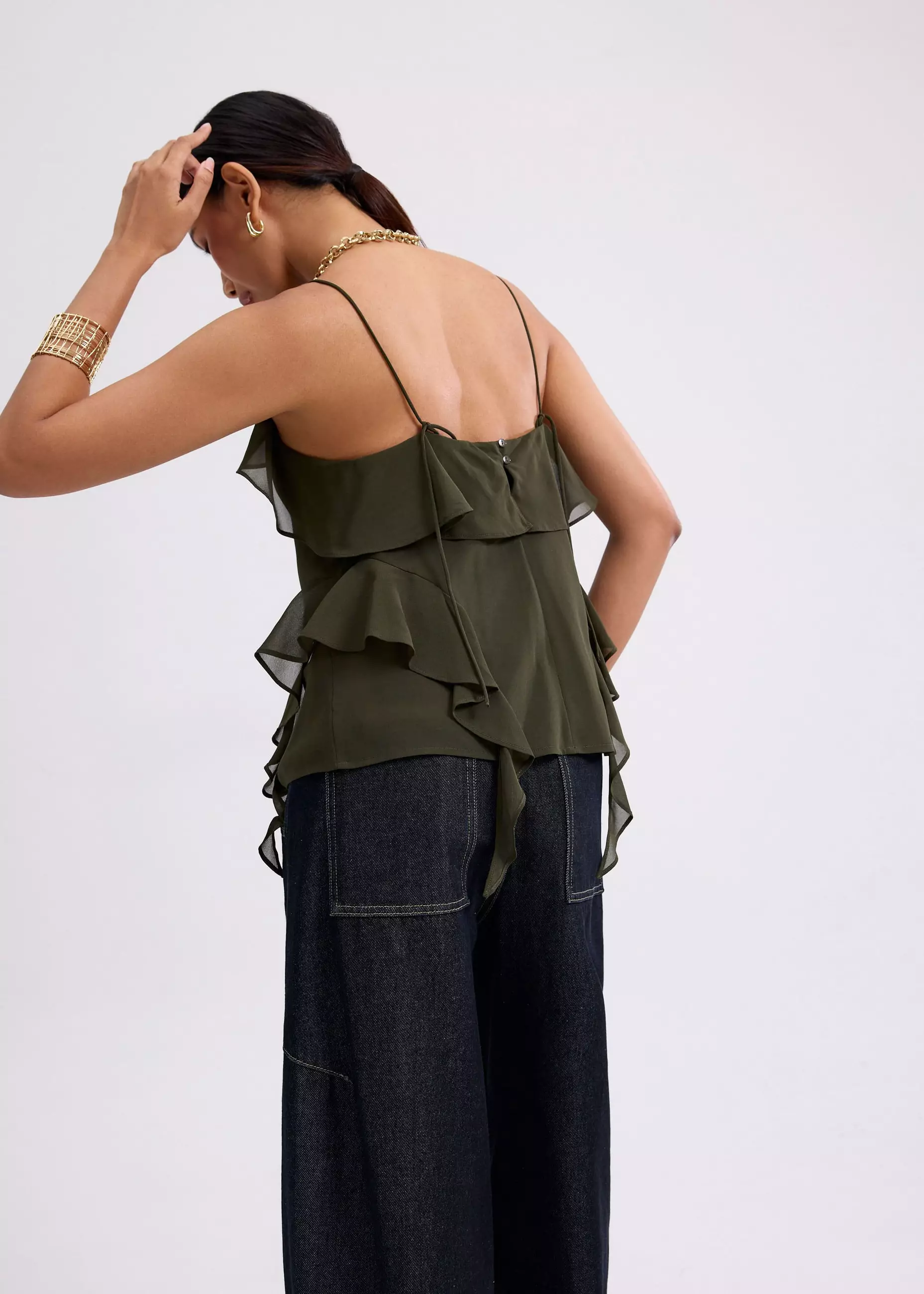 Atasan Wanita - Georgette V-neck Frill Camisole