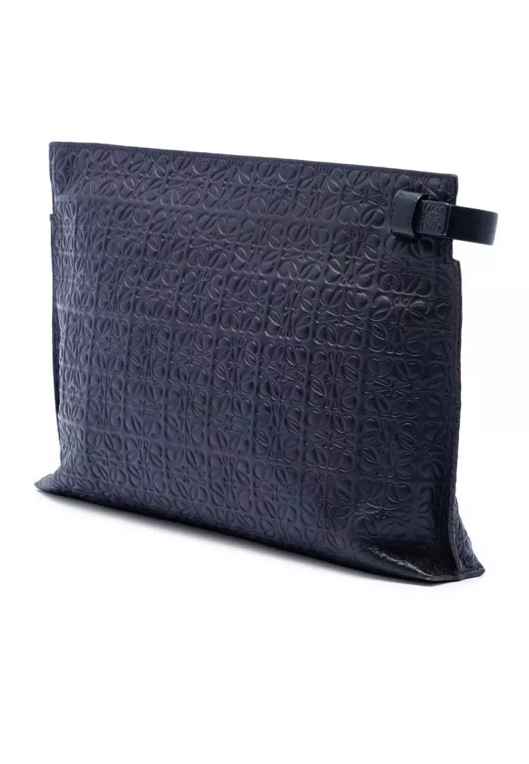 Pre-Loved Loewe Embossed Anagram Leather Repeat T Clutch