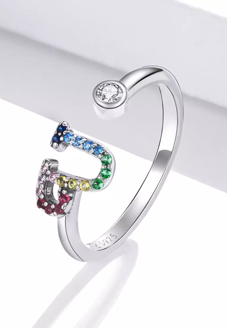 Buy 925 Signature Solid 925 Sterling Silver Colourful Rainbow Alphabet ...