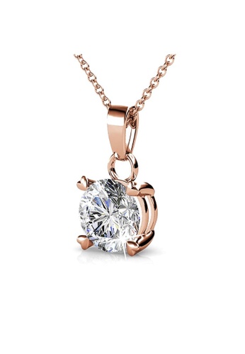 Krystal Couture gold KRYSTAL COUTURE Solitaire Pendant Necklace Embellished with Swarovski® crystals-Rose Gold/Clear 3287CAC023F4E1GS_1
