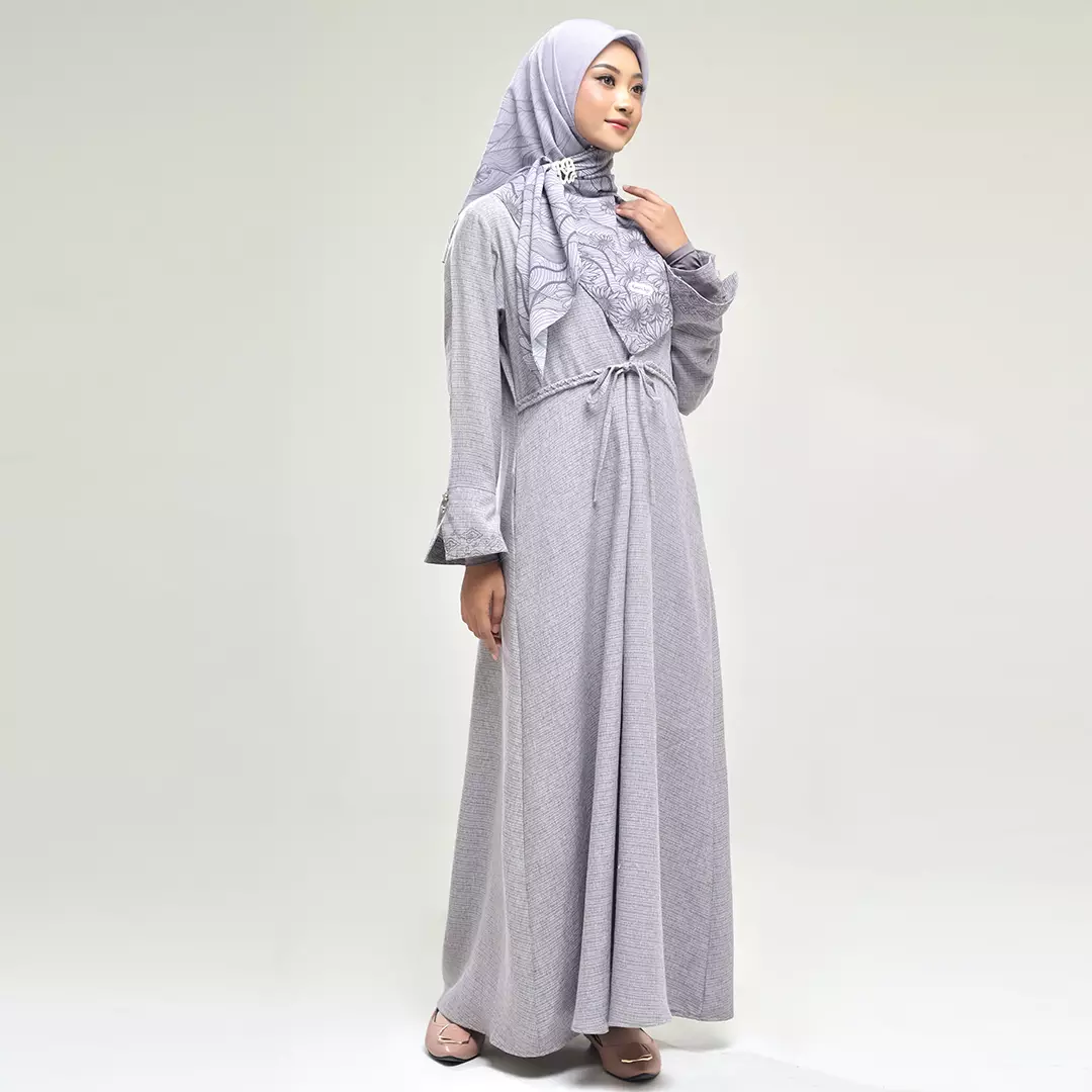 Rabbani - Dress Muslim Wanita Dewasa Lengan Panjang Sarang Couple Dresslim Asmalaya Ecxlusive - Grey