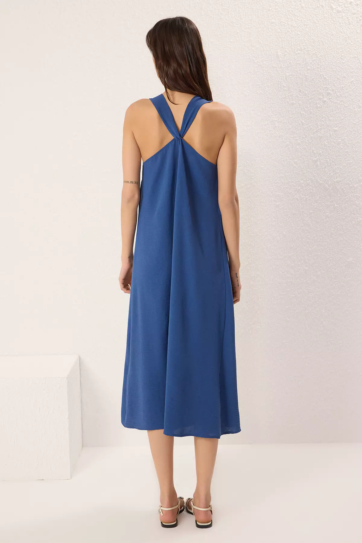 Indigo Straight Cut Maxi Woven Dress TWOSS25EL00247