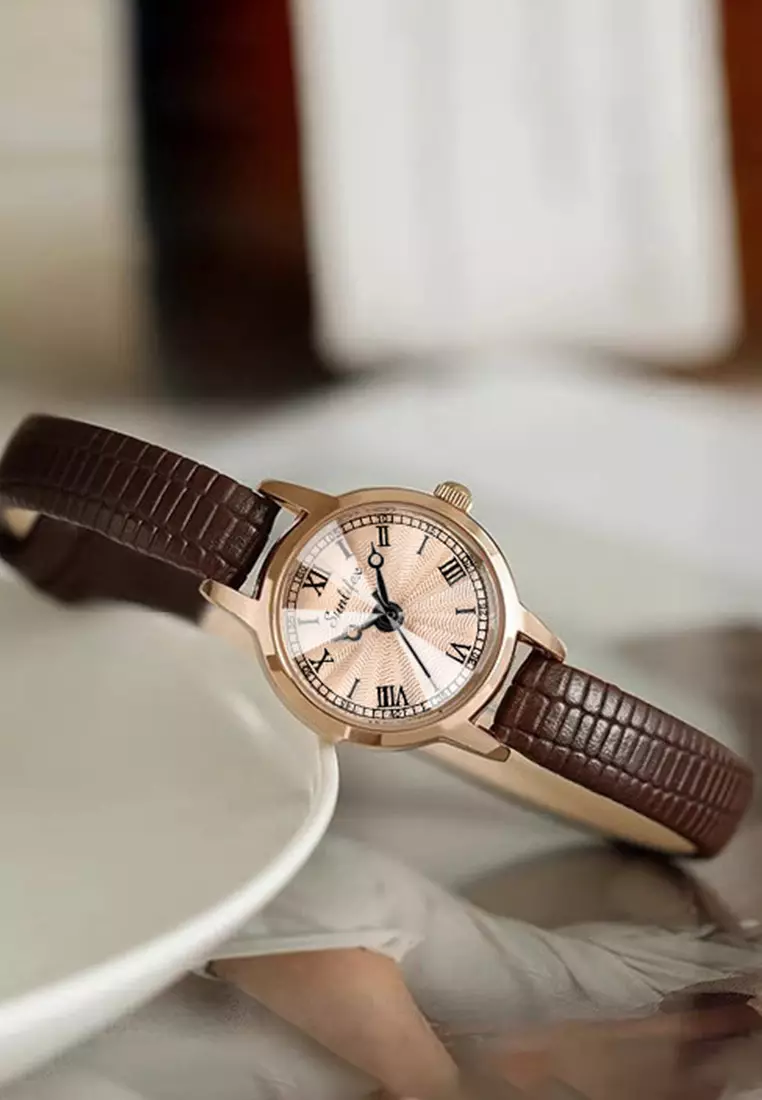 Jam Tangan Wanita Original 3342 Kuarsa Korea Elegan Tali Kulit Jam Tangan Cewek allbrown