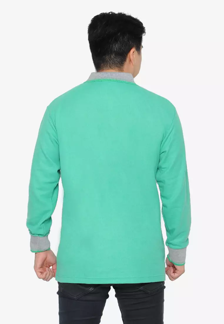 Andre Michel Kaos Polo Shirt Lengan Panjang Kerah Abu Hijau Salem 933-51