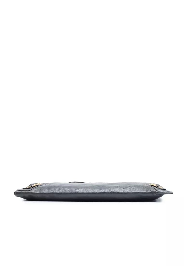 Pre-Loved Balenciaga Lambskin Motocross Classic Zip Around Flat Clutch