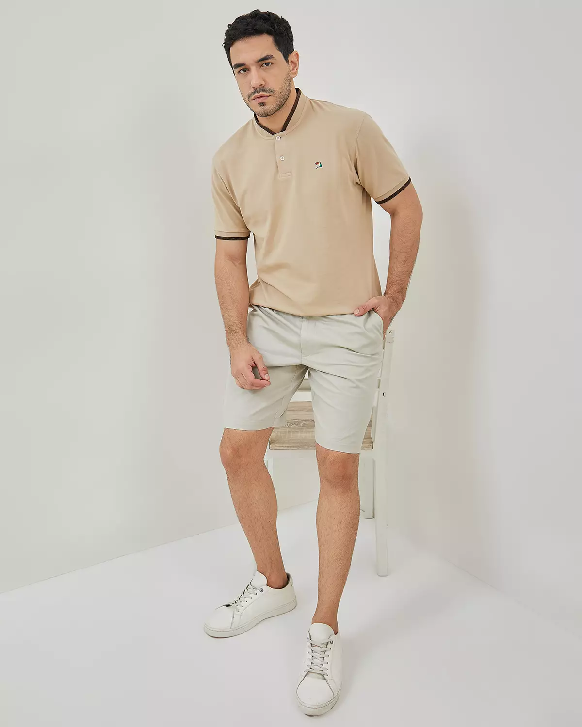 MEN'S CREAM SHORT SLEEVE POLO SHIRT