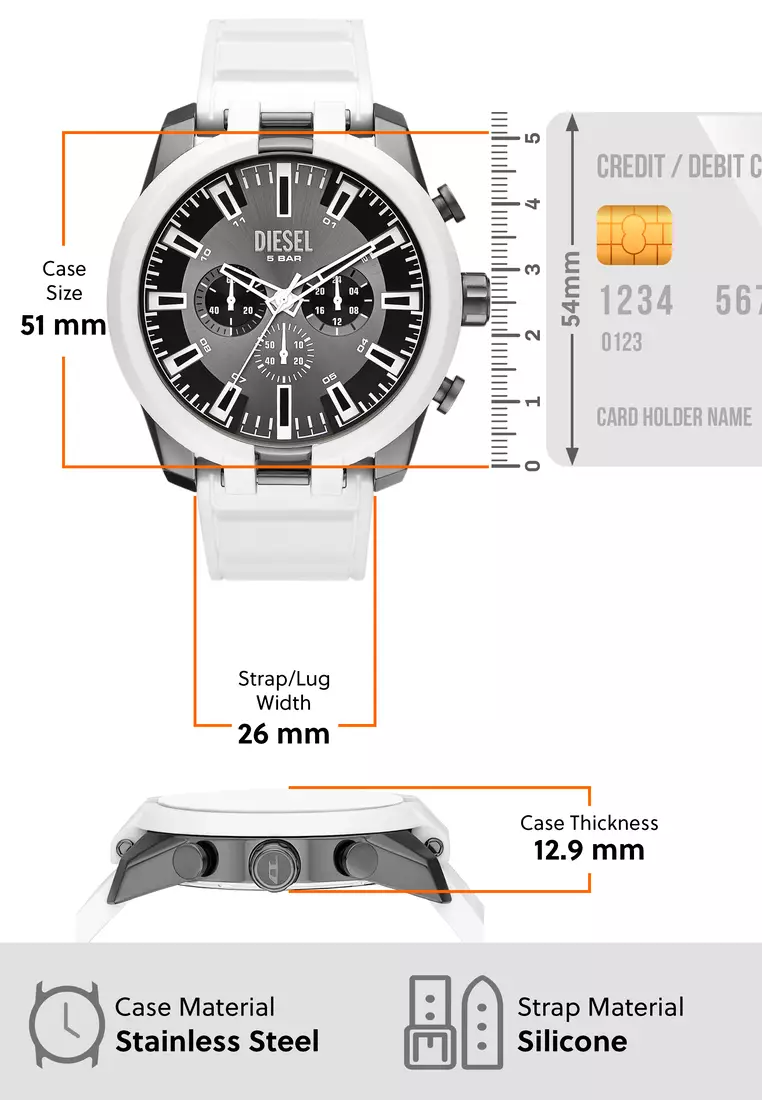 Buy Diesel 2024 Diesel DZ4631 ZALORA | Male\'s Online Singapore white Silicone Split Watch