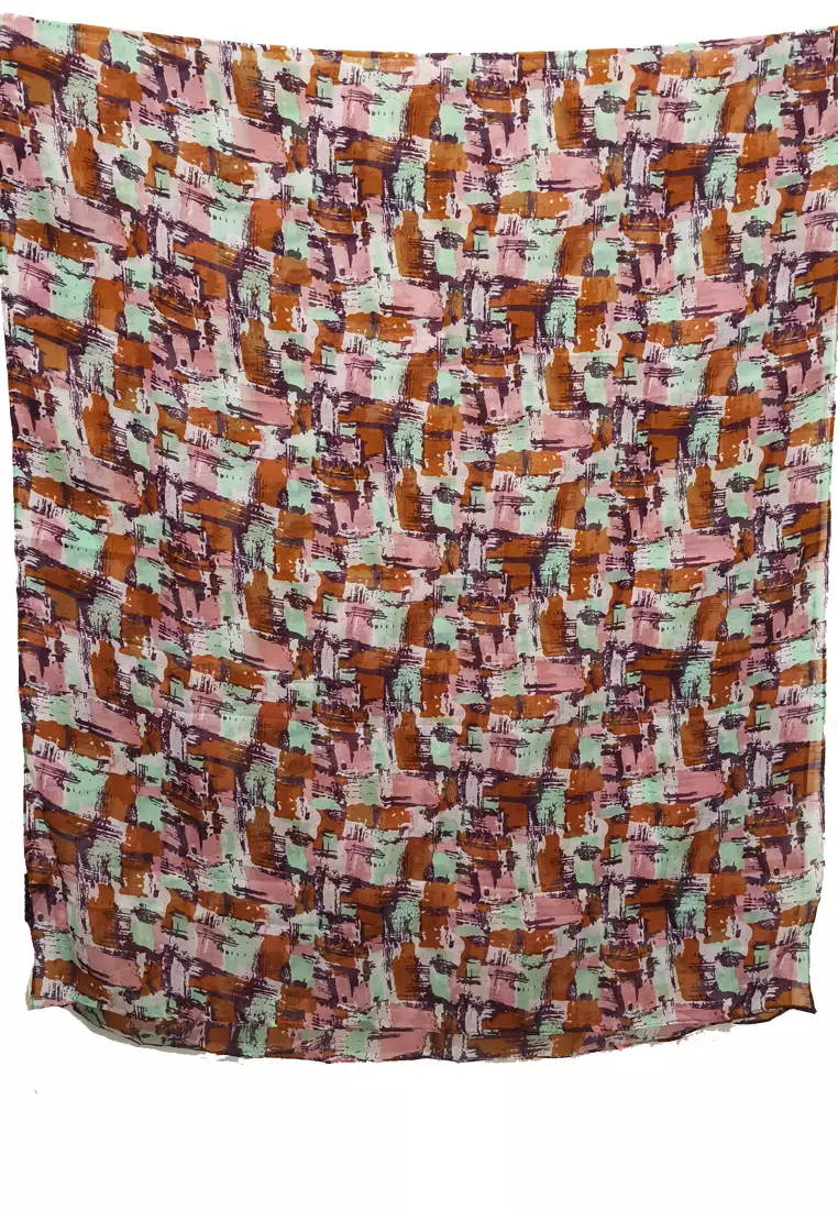 Aksesoris Scarf Wanita Cascade Beauty silk-Feel Scarf Terra Pink