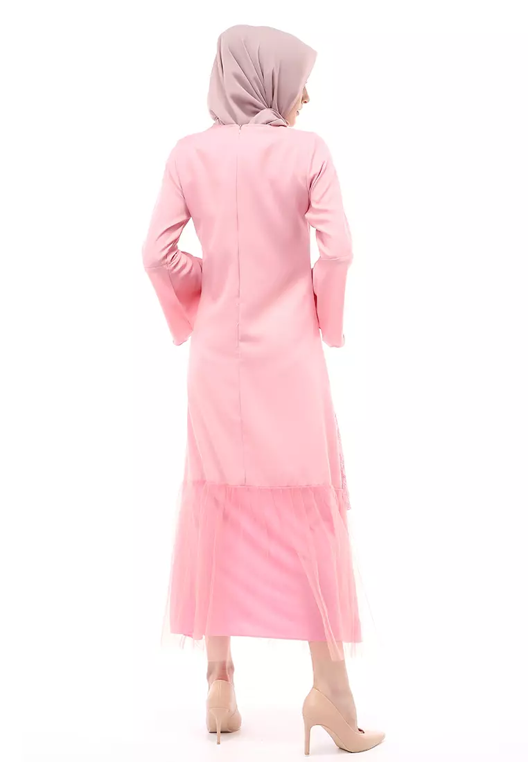 Regita Gamis Brukat Muslimah Wanita Long Dress Regular Fit - Dusty