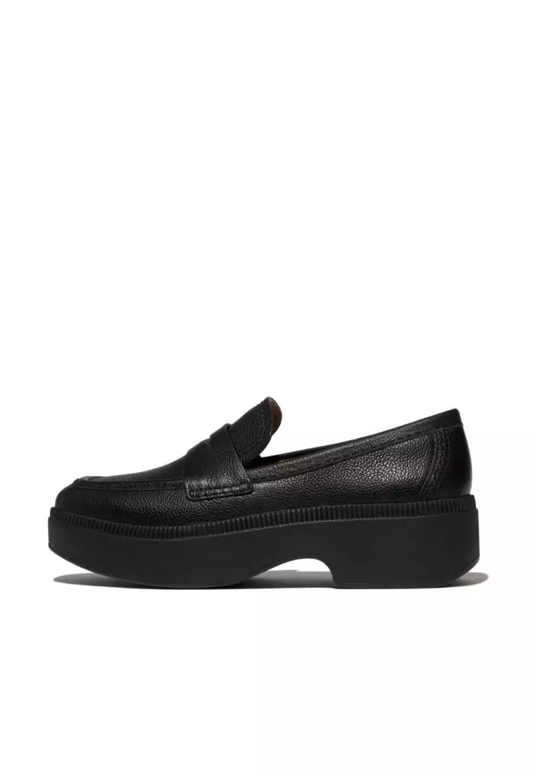 FITFLOP F-Luma Stitch Tumbled-Leather Penny Loafers