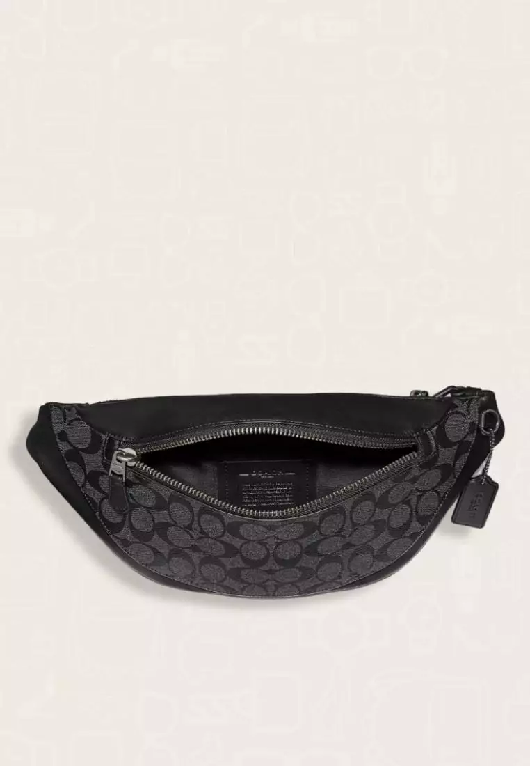 Coach Warren Belt Bag In Signature Canvas Charcoal Black