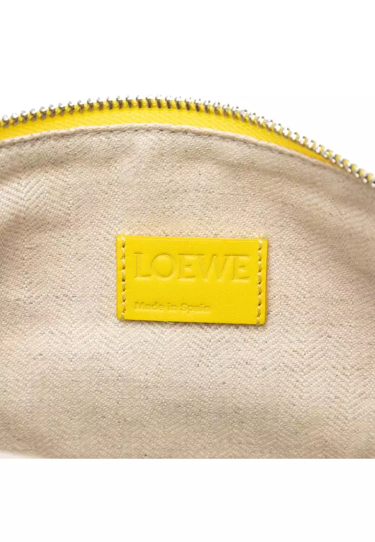 Pre-Loved Loewe Repeat Anagram Jacquard And Leather Oblong Pouch