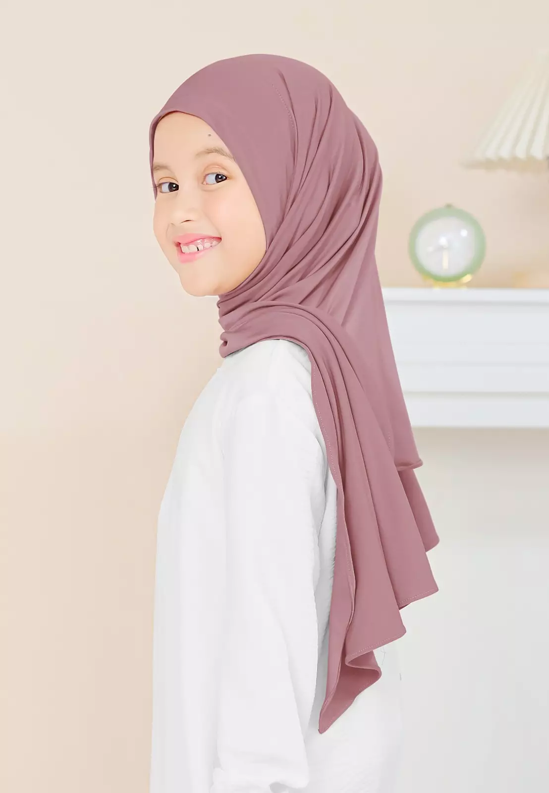 Cotton Bee - Calla Oval Instan | Hijab Pashmina Instan Anak - Rose Clay