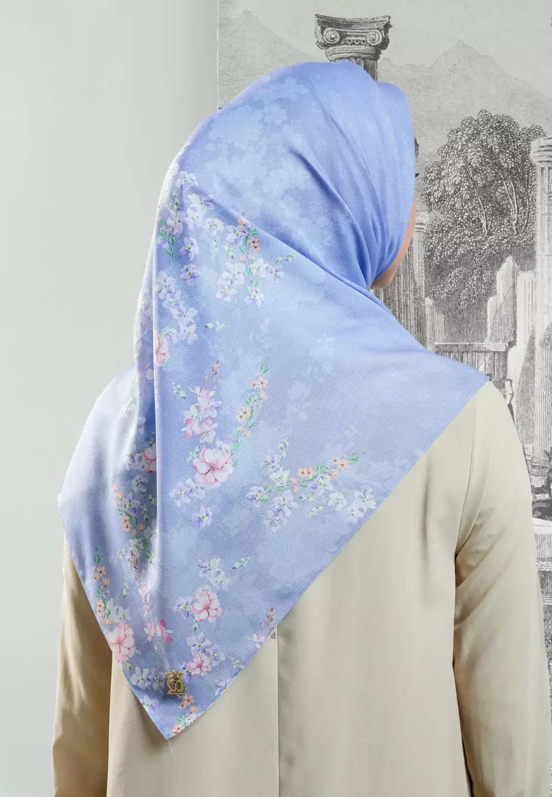 SAVANA Scarf Denim - Kerudung Hijab Segiempat Motif With BOX - Bahan Nesla - Ukuran 115x115