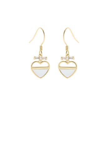 Glamorousky white 925 Sterling Silver Plated Gold Fashion Simple Heart Shell Earrings with Cubic Zirconia AB5C4ACBE5E95EGS_1